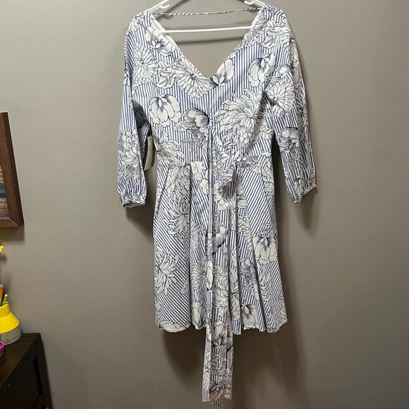 Alexia Admor Striped Floral Print 3/4 Sleeve Dress Sz 6 New - Picture 8 of 8